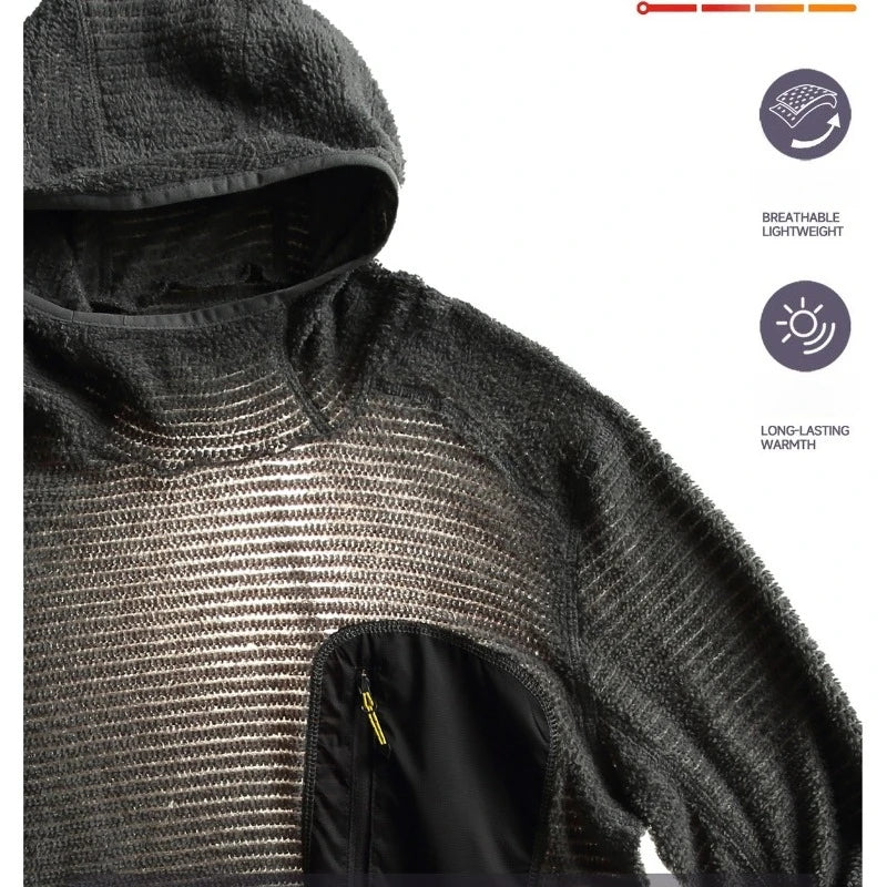All Season 190g Ultra-light Breathable Thermal Hoodie, Urban Outdoor Techwear Mid-layer with Thumbholes & Zip Pocket
