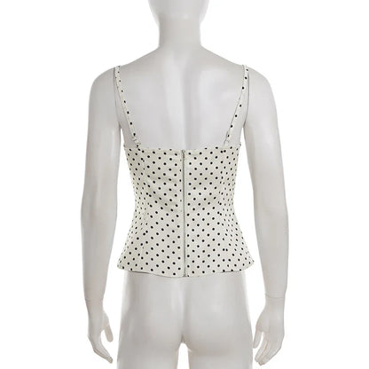 Chic Lace Patchwork Polka Dot Camis Tops Elegant Sleeveless Tank Tops Summer Casual Daily Wear Streetwear Camisole 2026