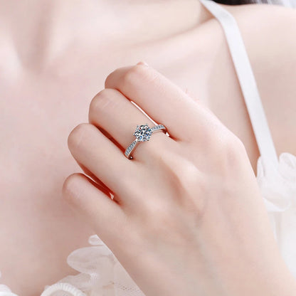 0.5-2ct Moissanite Wedding Ring for Women Sterling Silver Round Brilliant Diamond Solitaire Engagement Rings Certified