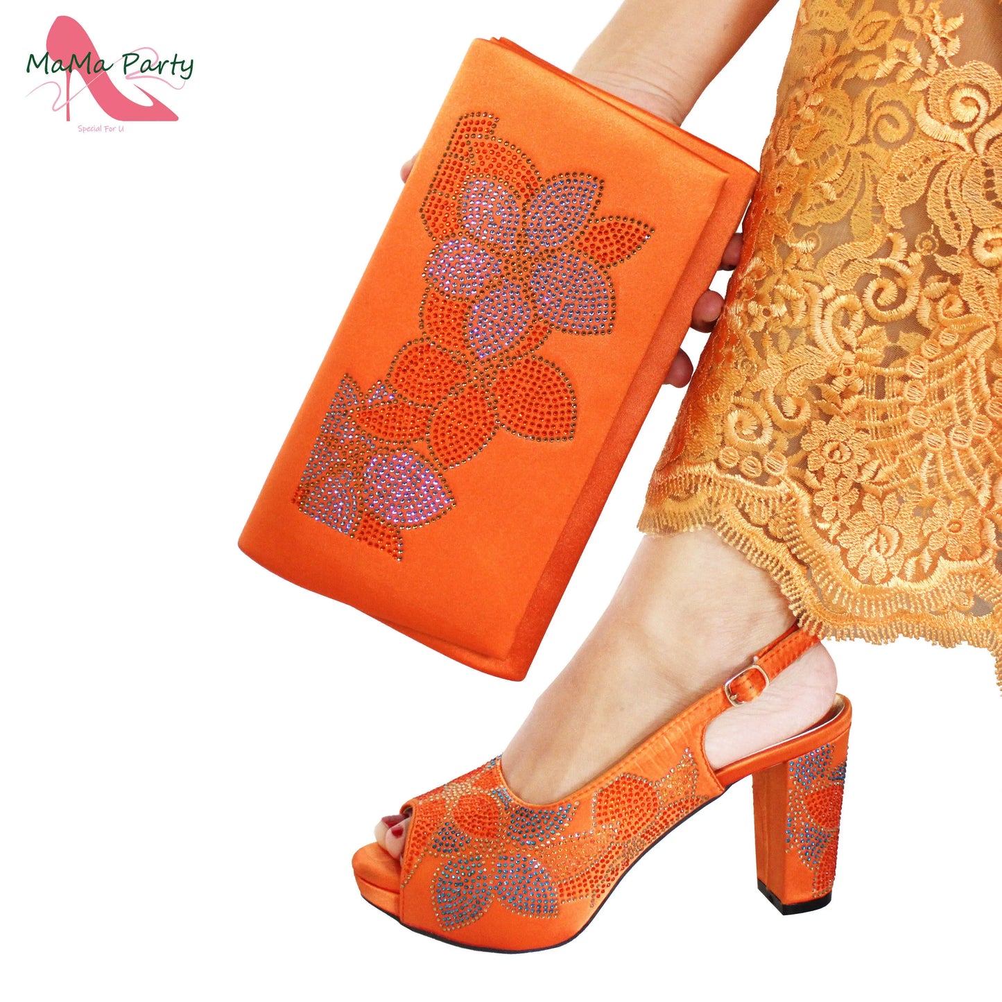 2024 Italian Design Shoes and Bag Set in Pink Color High Quality New Arrivals with Shinning Crystal for Wedding Party