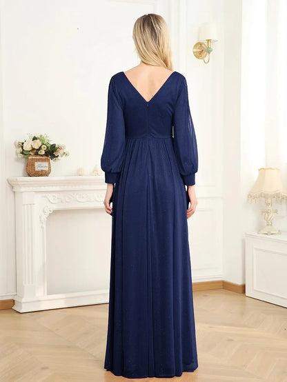 Elegant Long Sleeves Floor Length Split Party Evening Dress Women 2024 Luxury Backless Weedding Dress Cocktail Prom