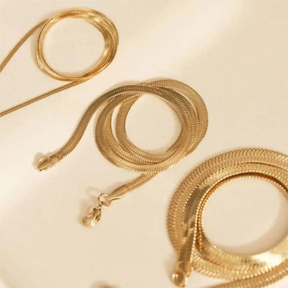 Fashion Unisex Snake Chain Women Necklace Choker Stainless Steel Herringbone Gold Color Chain Necklace For Women Jewelry
