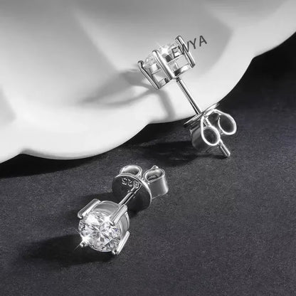 2 in 1 0.5CT Round Brilliant Cut D Color Moissanite Stud Earrings for Women S925 Silver GRA Certified Pierced Earring Gift