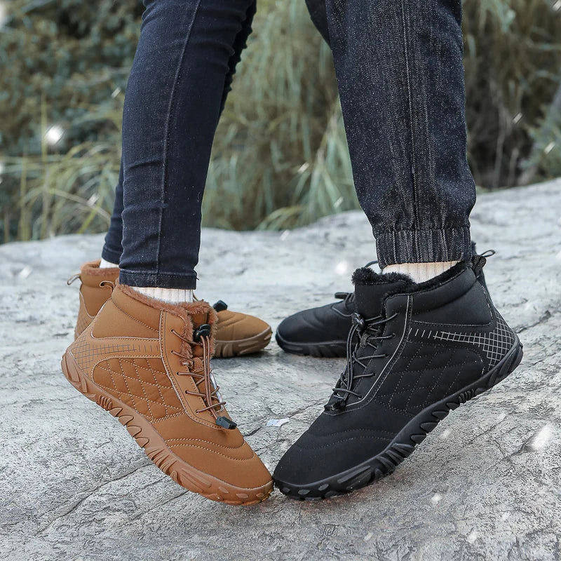 Botas de Caminhada de Inverno Barefoot Masculinas Femininas, Botas de Neve Quentes Sem Salto, Botas de Tornozelo com Biqueira Larga, Impermeáveis Minimalistas