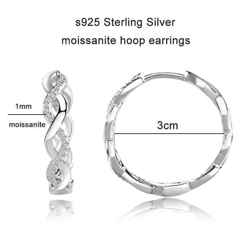 GRA Certified Moissanite Hoop Earrings for Women s925 Sterling Silver Plated 18k White Gold Wedding Huggie Earrings