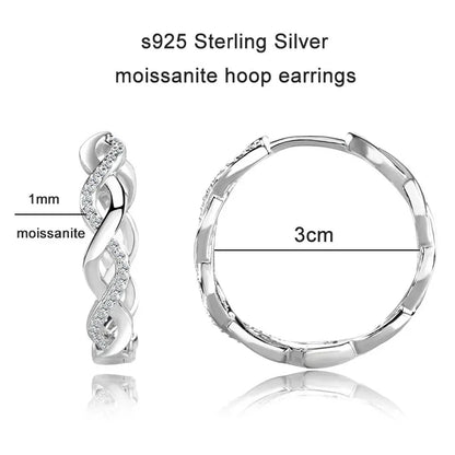 GRA Certified Moissanite Hoop Earrings for Women s925 Sterling Silver Plated 18k White Gold Wedding Huggie Earrings