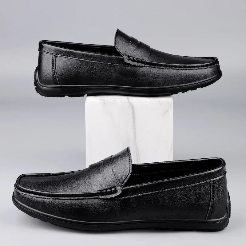 Genuine Leather Men Casual Shoes Comfortable Man Formal Dress Shoes Breathable Mens Loafers Slip on Male Boat Shoes Size 38-47