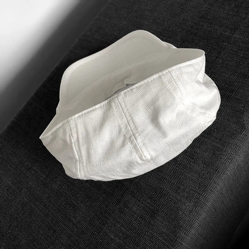 Spring Summer Linen Newsboy Cap New White Breathable Beret Men's Women's Literary Retro Hat England Hats Male Hats 55