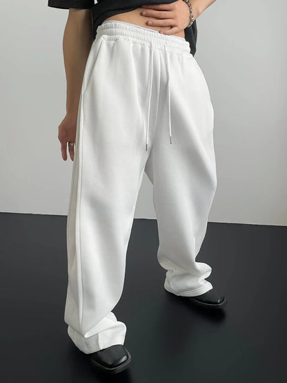 2025 men's wide leg sweatpants, European and American men's and women's sweatpants, waist drawstring straight leg loose casual s