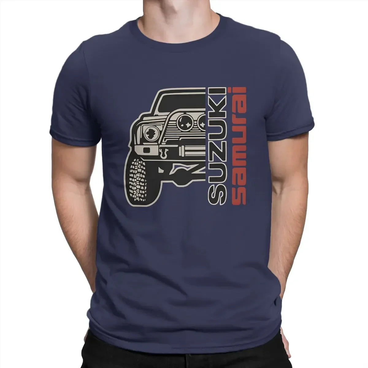 O Neck Tees New Arrival  oversized graphic harajuku Men Samurai Car T Shirts S-SUZUKI Pure Cotton Clothing Crazy Short Sleeve