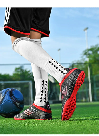 Without-Lace Mens Soccer Shoes f50 SLIP-ON Non-Slip Turf Soccer Cleats TF BOYS FG Training Football Boots Chuteira Campo 35-45