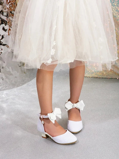 Girl Princess Dress Sandals Summer New Versatile Kids Fashion High Heels Shoes Sweet Bowknot Versatile Children Causal Sandals