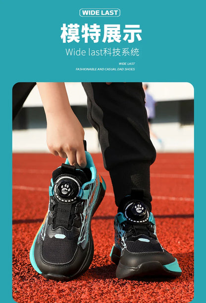 New Anti-skid Leather Kids Sneakers for Boys Running Walking Lightweight Casual Shoes With Fashion Dragon Pattern Size 31-38