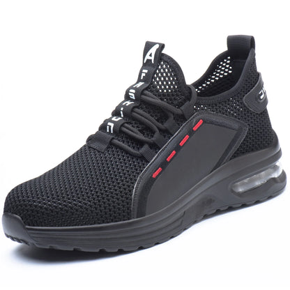 Men's Summer Mesh Safety Shoes Steel Toe Anti- Crush Breathable Lightweight Work Shoes Knitted Upper Kevlar Insertion Proof