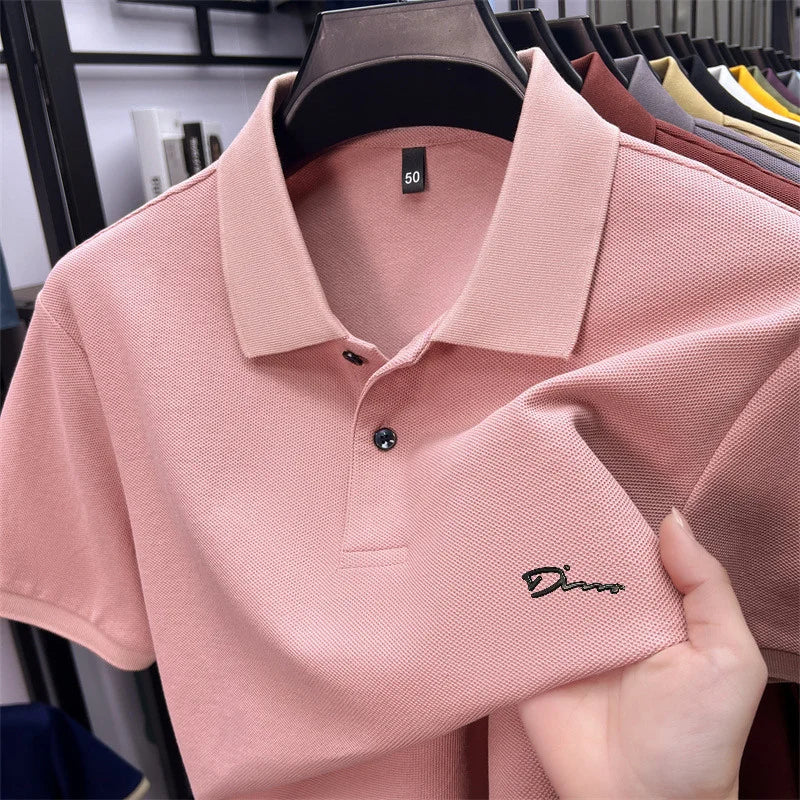 cotton100% hot sale men's new short sleeve polo shirt summer lapel letter printing ventilate t-shirt business classic mans wear