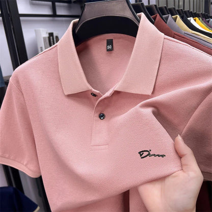 cotton100% hot sale men's new short sleeve polo shirt summer lapel letter printing ventilate t-shirt business classic mans wear