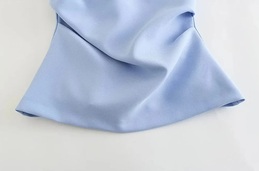 Strapless Draped Bustier Tops for Women, Straight Neck, Back Zipper, Female Camis, Fashion