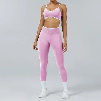 Seamless Yoga Set Women Gym Clothing Scrunch Bum Legging Sports Bras Padded Tank Top Workout Outfits Fitness Sportswear Suits