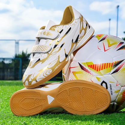 Soccer Shoes with Patent Leather Upper for Kids, Multicolor TF Training Styles