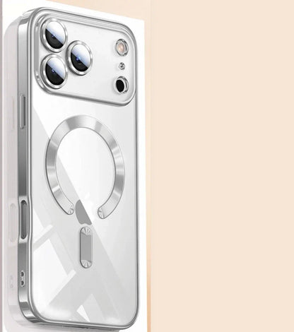 1pc Glossy Electroplated Lens Protector Magnetic Case For Apple 17 17PRO 17AIR 17 Pro Max Supports Wireless Charging