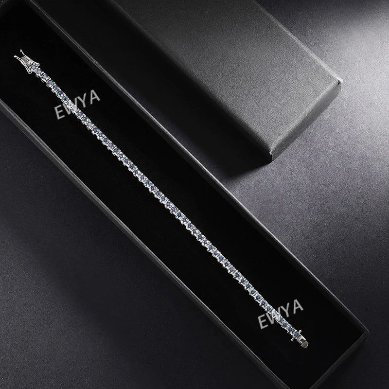 Luxury 3/4/5MM Full Blue Green Moissanite Tennis Bracelet for Men Women S925 Red Pass Diamond Test Bracelets Wholesale Gift