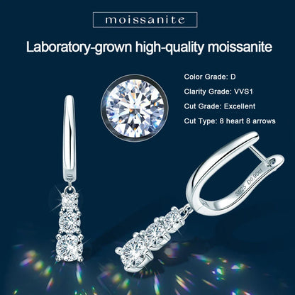 D VVS1 Full Moissanite Pandent Earrings for Women Engagement Wedding Fine Jewelry with GRA s925 Sterling Sliver Earring