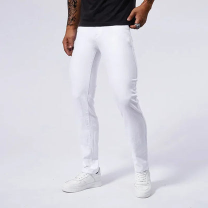Calça Jeans Masculina Branca Casual Calça Jeans Nova Confortável Moderna Elástica Slim Fit Reta Calça Masculina Roupa Streetwear Jeans