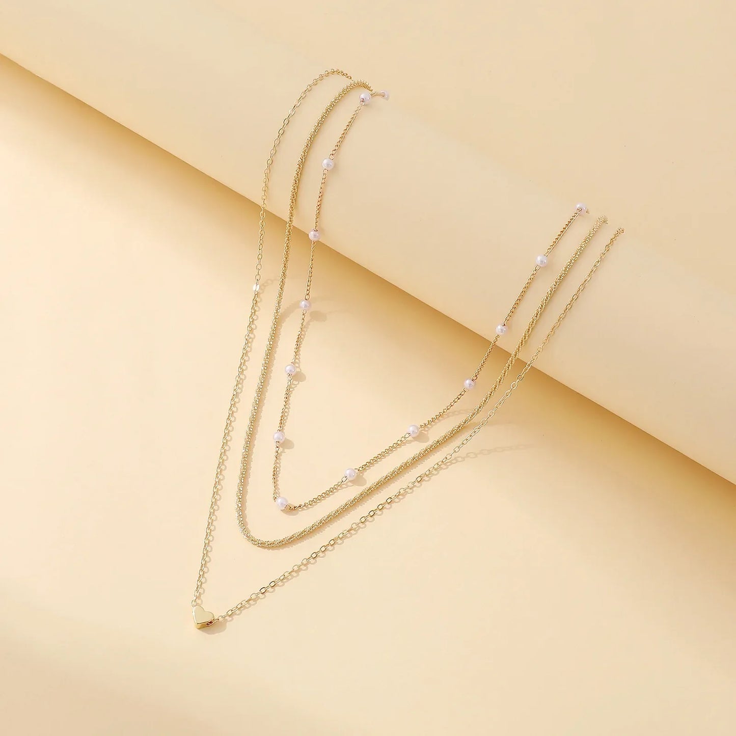 LATS Multilayer Pearl Cross Love Heart Pendant Necklaces for Women Gold Color Fashion Collarbone Neck Chain 2024 Trend Jewelry