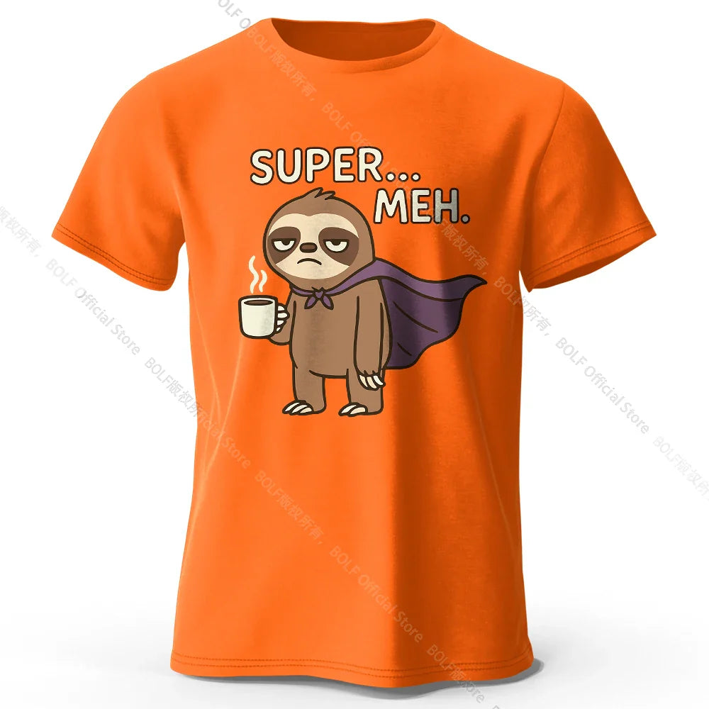 Men's Super Meh Printed T-Shirt 100% Cotton Oversized Apathetic Graphic Tees for Women Summer Tops Slacker Streetwear