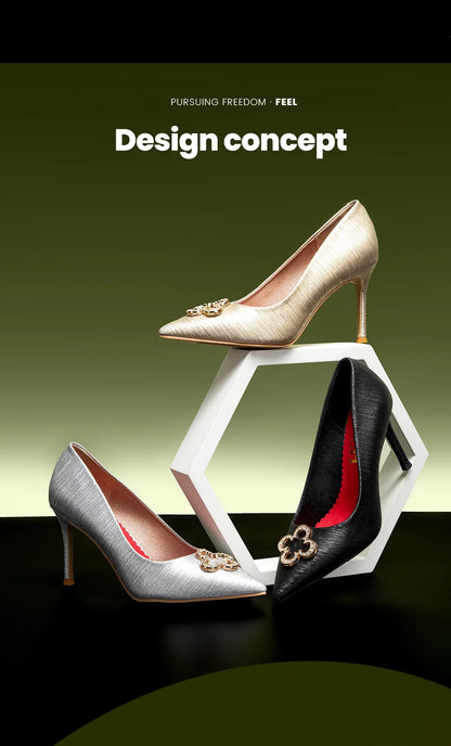 Heels Women's New High Quality Glitter Evening Shoes Women's Party Wedding Shoes 9cm