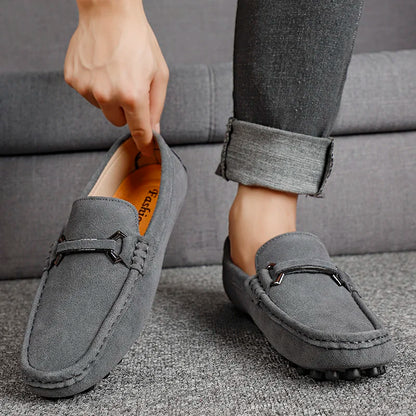 Genuine Leather Men Casual Shoes High Quality Suede Slip on Man Loafers Flats Soft Non Slip Mens Driving Shoes Size 38-46