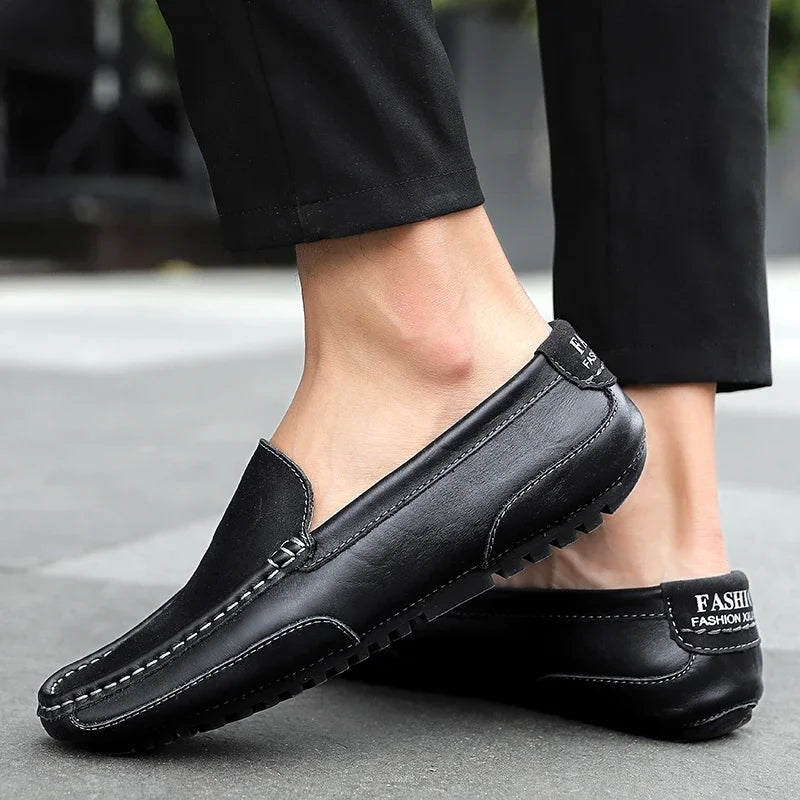 Genuine Leather Breathable Mocasines Casual Loafers Leather Shoes For Men Slip On Formal Italian Driving Flat Chaussure Homme