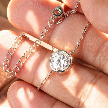 1/2CT Round Cut Moissanite Bracelet for Women S925 Silver Plated 18K Gold Certified Solitaire Wedding Wrist Chain Jewelry