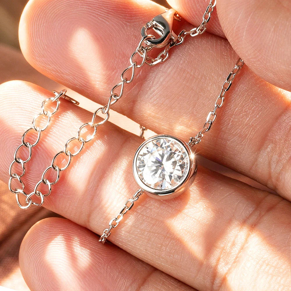 1/2CT Round Cut Moissanite Bracelet for Women S925 Silver Plated 18K Gold Certified Solitaire Wedding Wrist Chain Jewelry