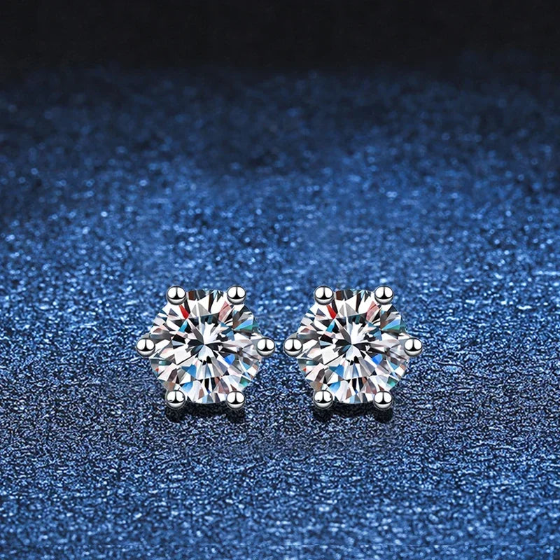 2ct Moissanite Studs Earrings for Women S925 Sterling Silver White Gold Plated Lab Diamond Earring With Certificate