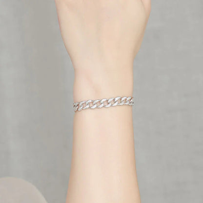 Full 1.2mm D Color Moissanite Cuban Chain Bracelet For Men Women S925 Silver Pass Diamond Test 8mm Wide Link Bracelets Gift