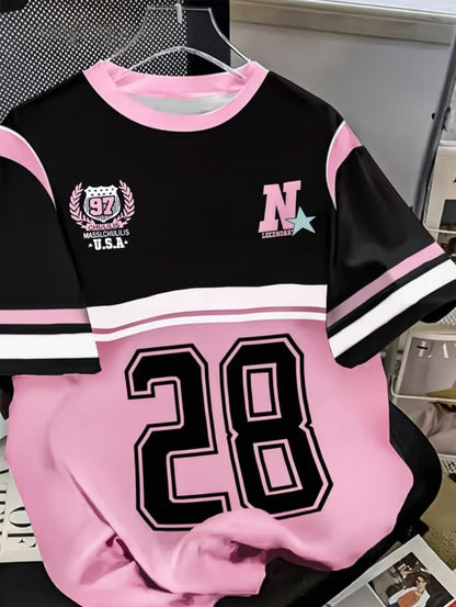 Summer Number Digital 3D Printed T-Shirt for Kids Sports Style Top Patchwork Short Sleeve Sports Football Jersey Y2k Loose Tops