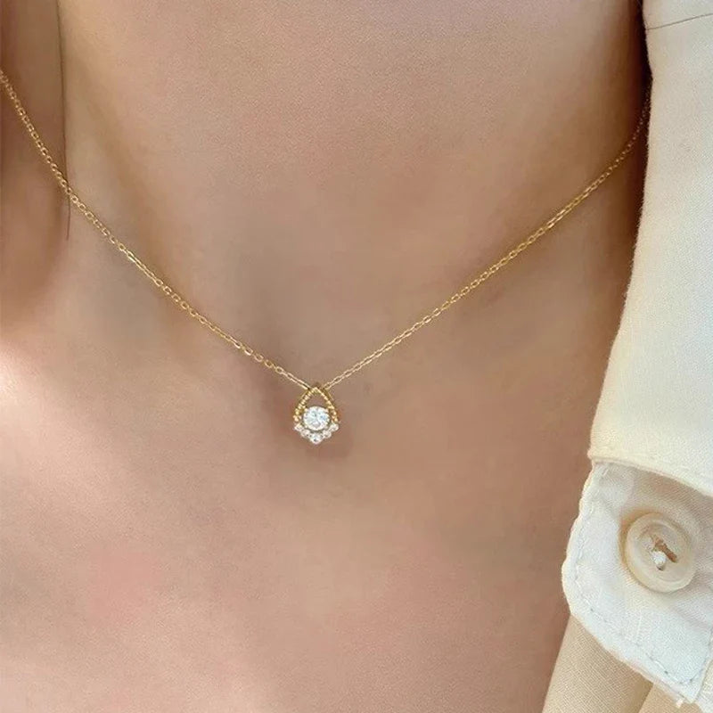 D VVS1 0.5CT Moissanite Necklace for Women Mermaid's Tears Pendant Wedding Party Fine Jewelry S925 Sterling Silver Gifts