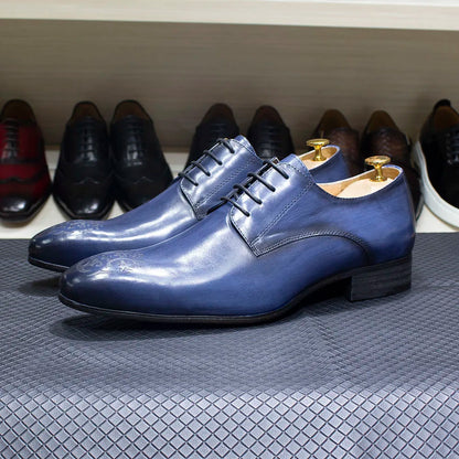 Classic Business Shoes Men Oxford Derby Genuine Leather Pointed Toe Fashion Lace Up High Quality Office Wedding Formal Shoe Male