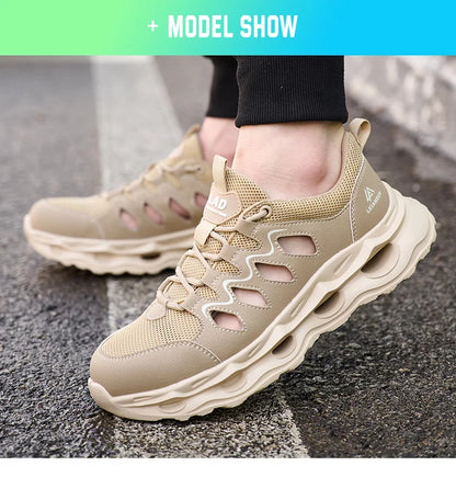 Men's Summer Breathable Safety Shoes Anti-smash Puncture-Proof Work Sneakers Fashion Footwear Comfortable Work Boots