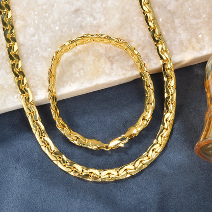 Sunny Luxury Copper Alloy Necklace Bracelet Women's Set Flat Cuban Chain Punk Style Suitable Party Jewelry Gifts