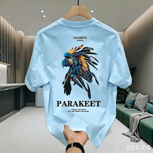 New Style American Pure Cotton Loose Men's T-shirt Fashion for Summer Casual Daily Sport Round-neck Hip-hop Short-sleeved Shirt