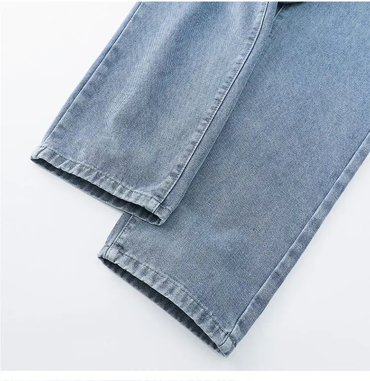 Calça Jeans Masculina Primavera Outono Tendência High Street Reta Perna Larga Roupas Masculinas Calça Jeans Corte Reto