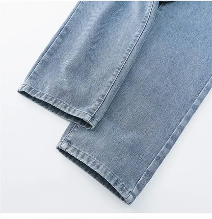 Calça Jeans Masculina Primavera Outono Tendência High Street Reta Perna Larga Roupas Masculinas Calça Jeans Corte Reto