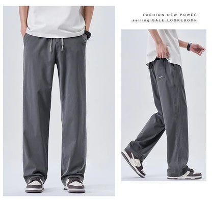 Brand Soft Jeans for Men Spring Thin Draped Comfortable Straight Trousers Drawstring Male Baggy Denim Pants Streetwear