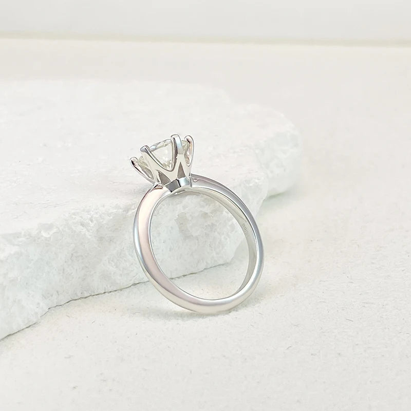 Ring For Women 925 Sterling Silver with White Gold Plated Lab Diamond Engagement Wedding Band Jewelry