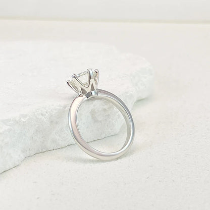 Ring For Women 925 Sterling Silver with White Gold Plated Lab Diamond Engagement Wedding Band Jewelry