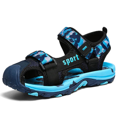 New Summer Beach Water Children Sandals Fashion Shoes Lightweight Non-slip Soft Bottom Shading Leather Boys Comfortable