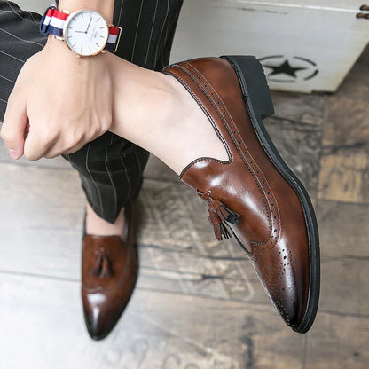 Tassel Formal Leather Shoes Men Classic Social Casual Business Brogues Men's Dress Shoes Trend Wedding Party Leather Loafers Men