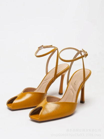 Elegant Peep Toe High Heels Women 2026 New Ankle Buckle Fashion Office Party Shoes Sexy Designer Heeled Sandals Female Pumps